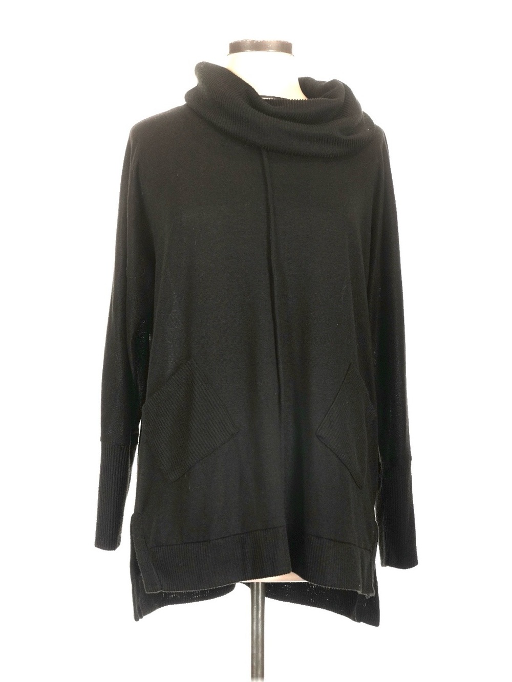 Retrology Women's Black Cowl Neck Pocket Sweater Large